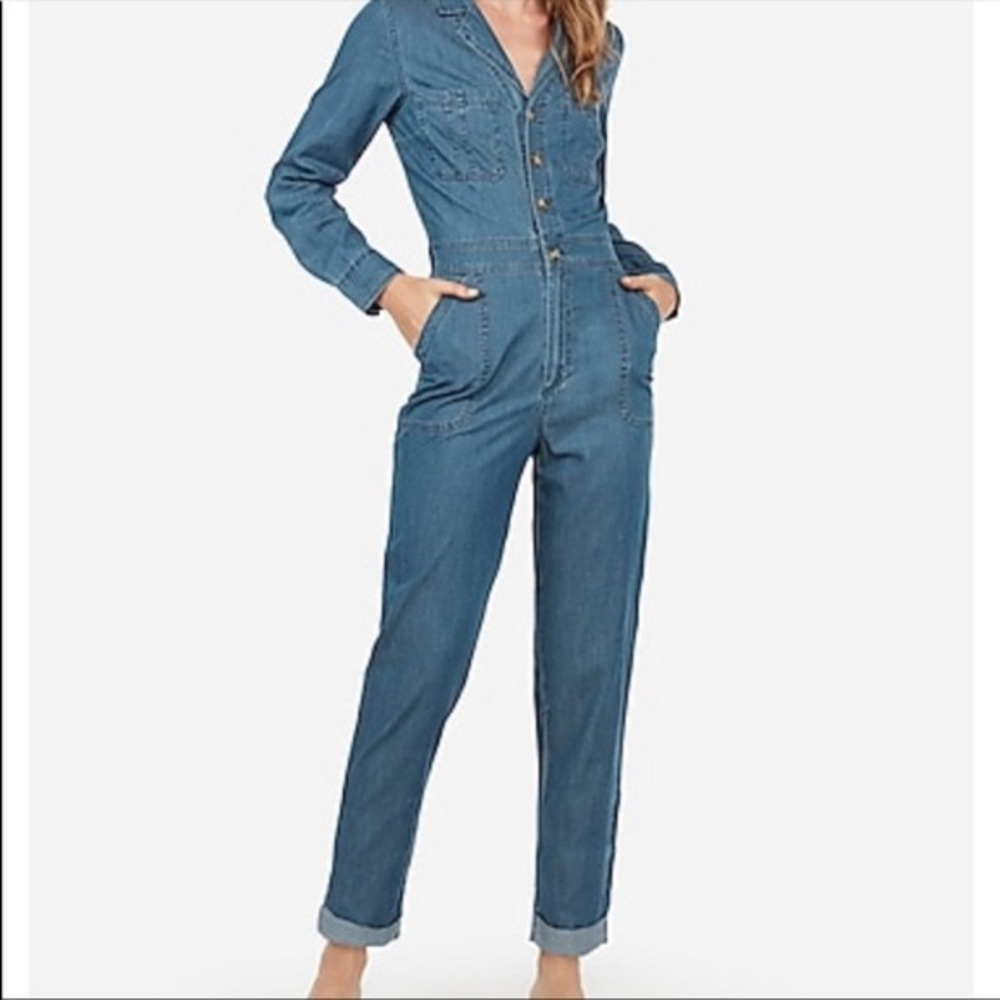 Xs express denim jumpsuit